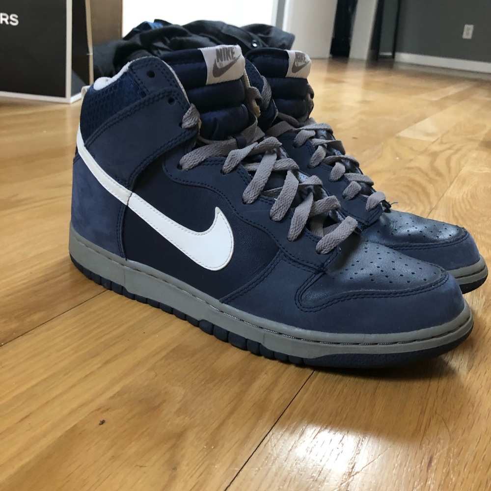 Blue/white nike high top sneakers